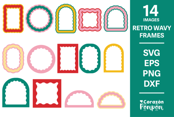 Retro Wavy Frames SVG Bundle