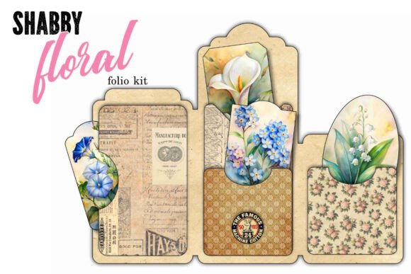 Shabby Floral Easy Folio Kit Graphic Graphic Templates By digitalmandragora