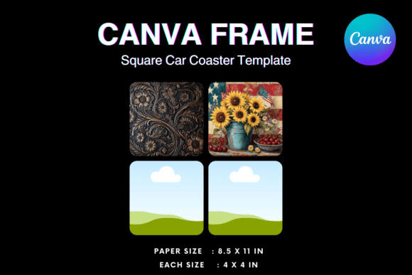 Square Car Coaster Canva Frame Template Grafik Canva Von Canva Frame Template
