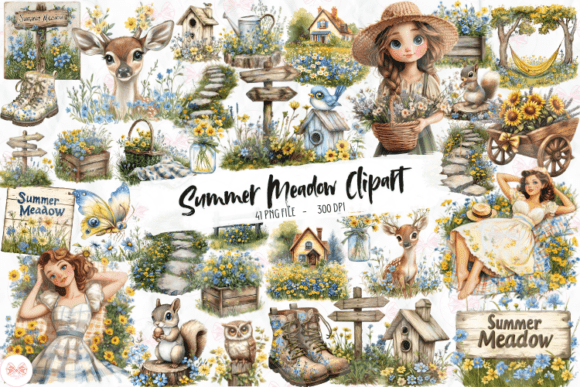 Summer Meadow Clipart Graphic by Markicha Art · Creative Fabrica