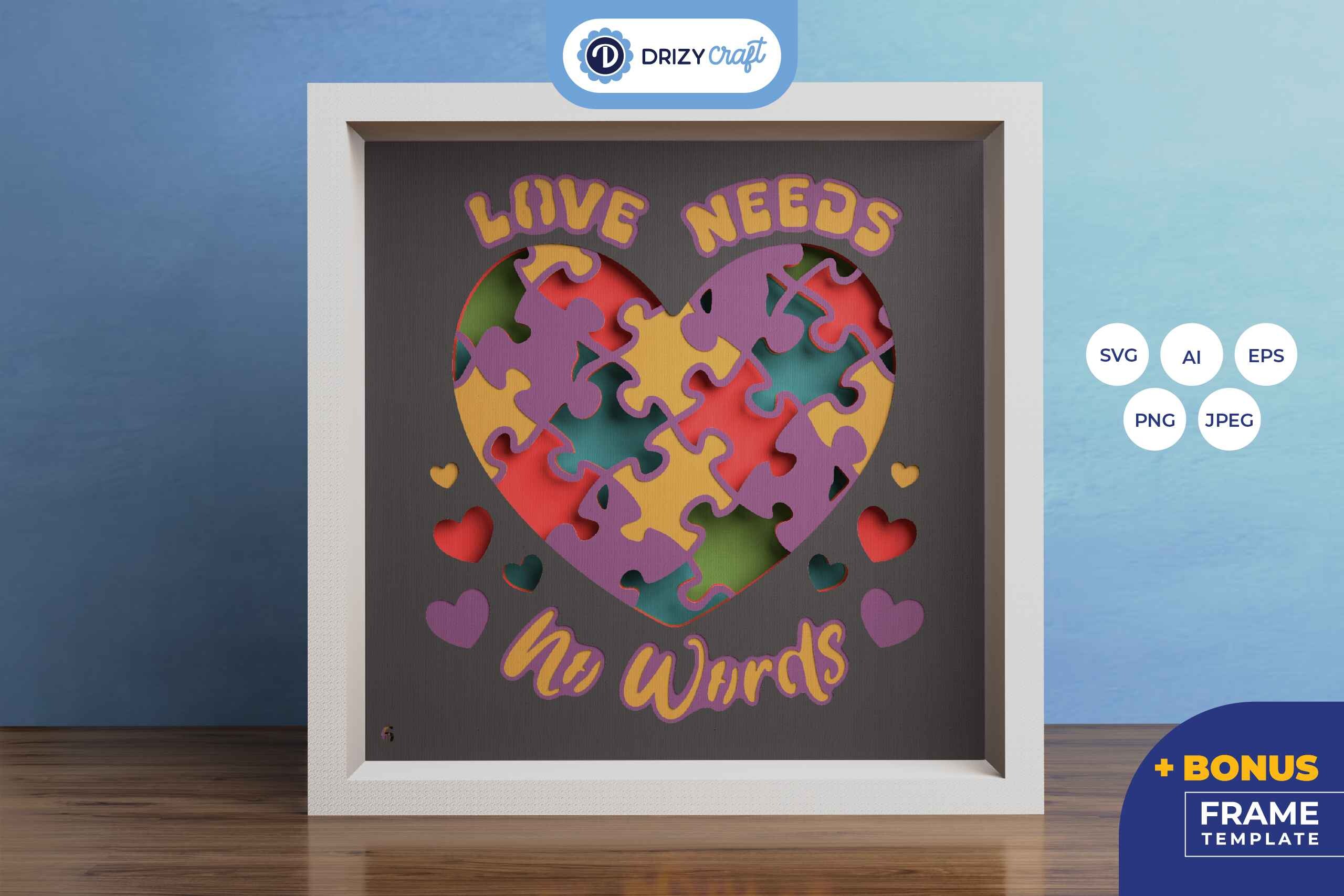World Autism Day 3D Shadow Box · Creative Fabrica