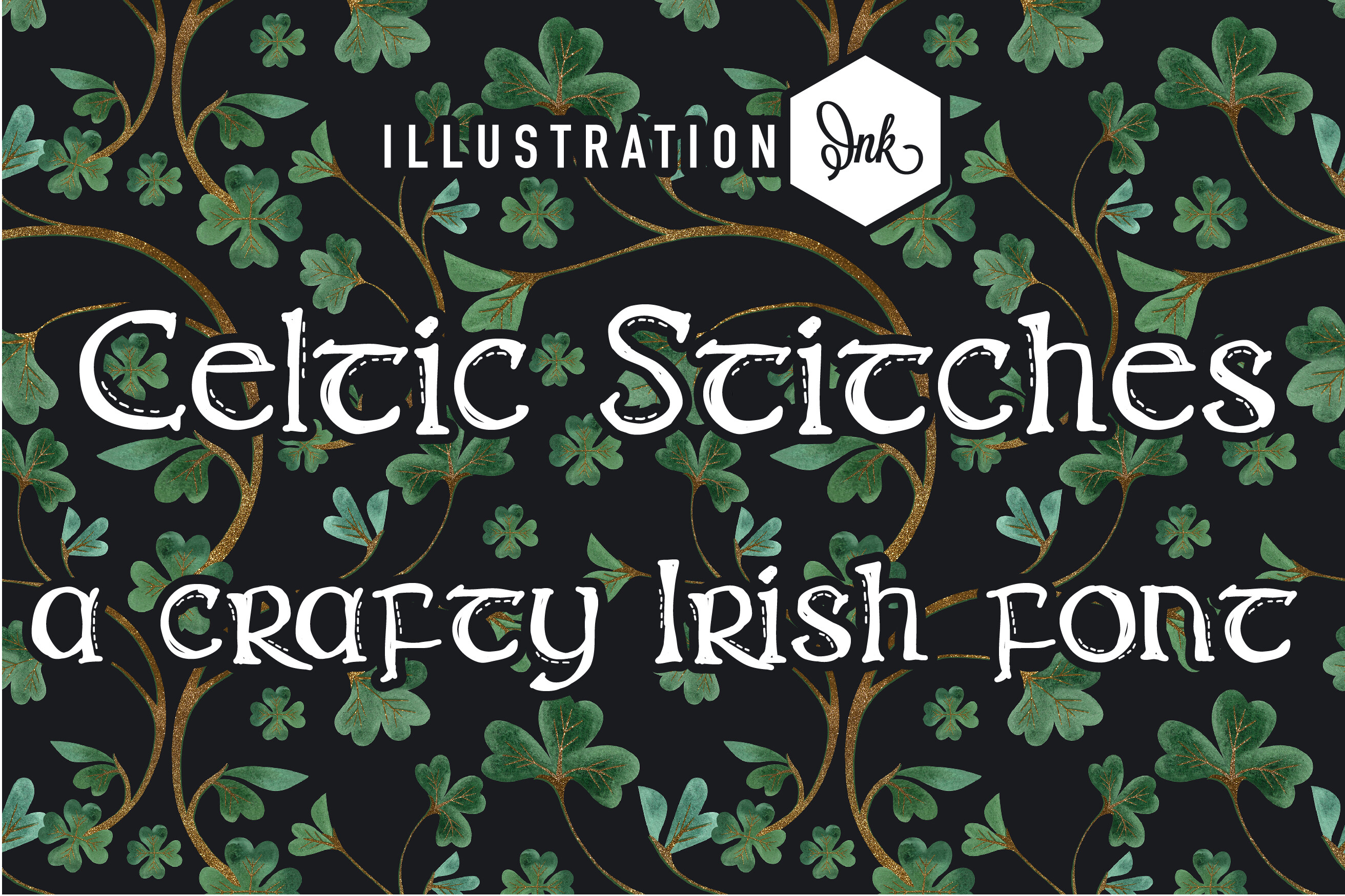 Celtic Stitches preview, hand-crafted stitched celtic font