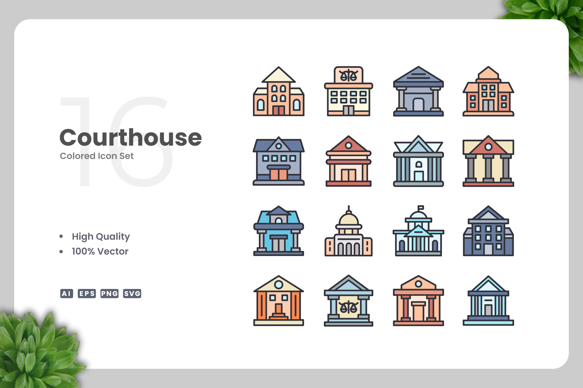 Courthouse Color Icons Graphic by upnowgraphic · Creative Fabrica
