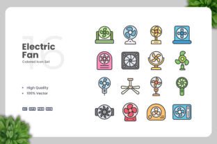 Electric Fan Color Icons Graphic by upnowgraphic · Creative Fabrica