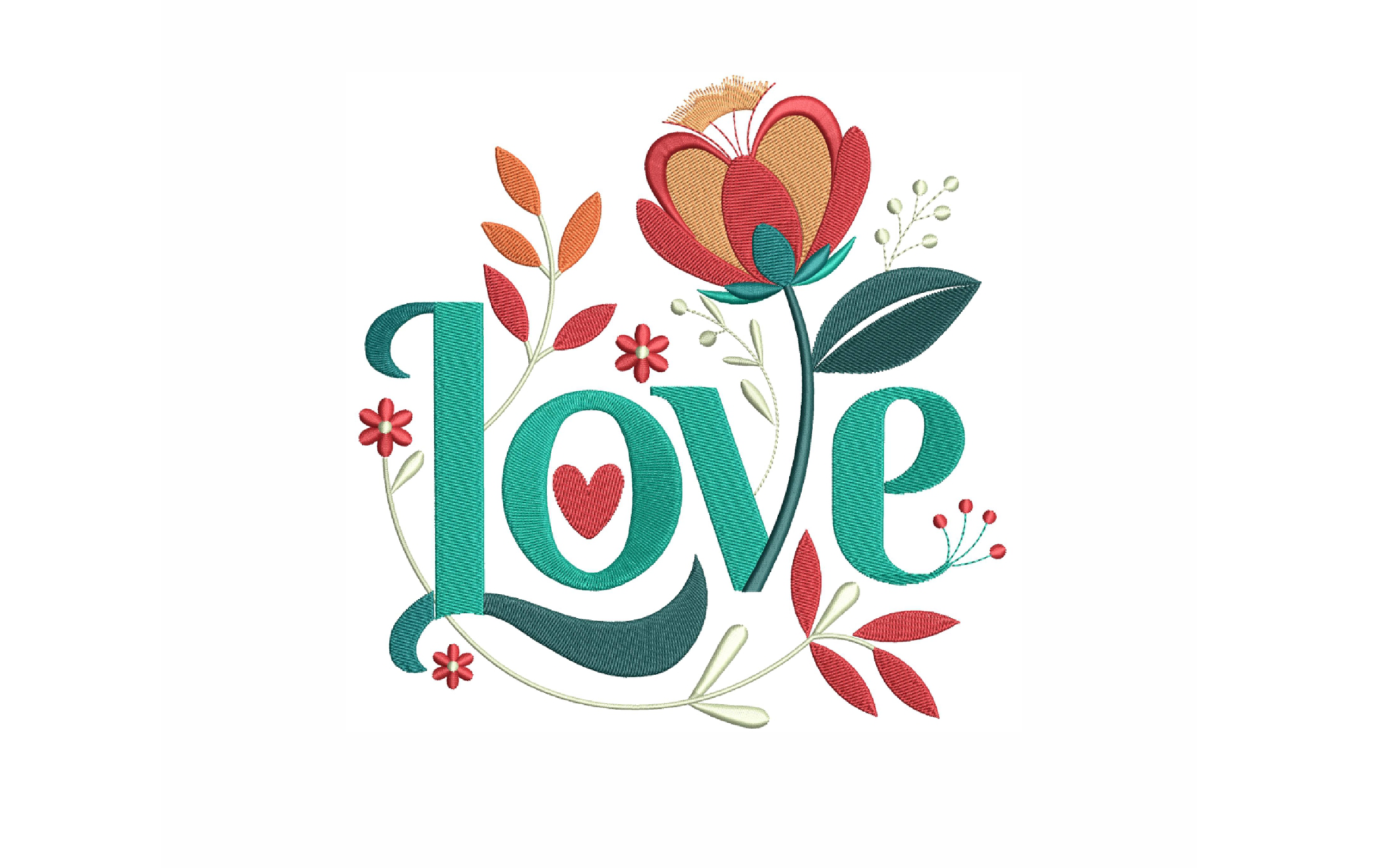 Elegant Floral LOVE Embroidery Design