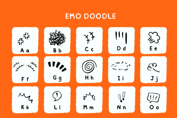 Emo Doodle Font PNG with transparent background - Preview 1