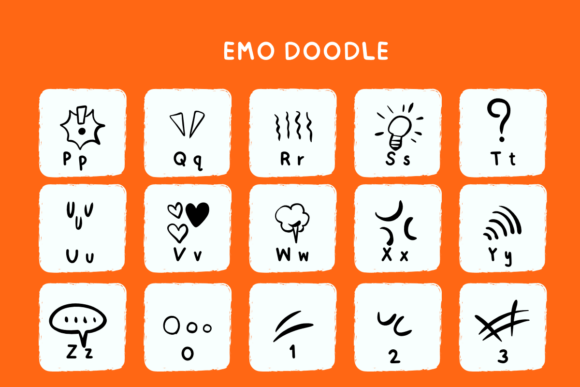 Emo Doodle Font PNG with transparent background - Preview 2