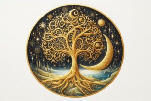 Tree Myst 🌳 Enchanted Golden Tree in Circle, Myst Graphic by Creativeguru ...