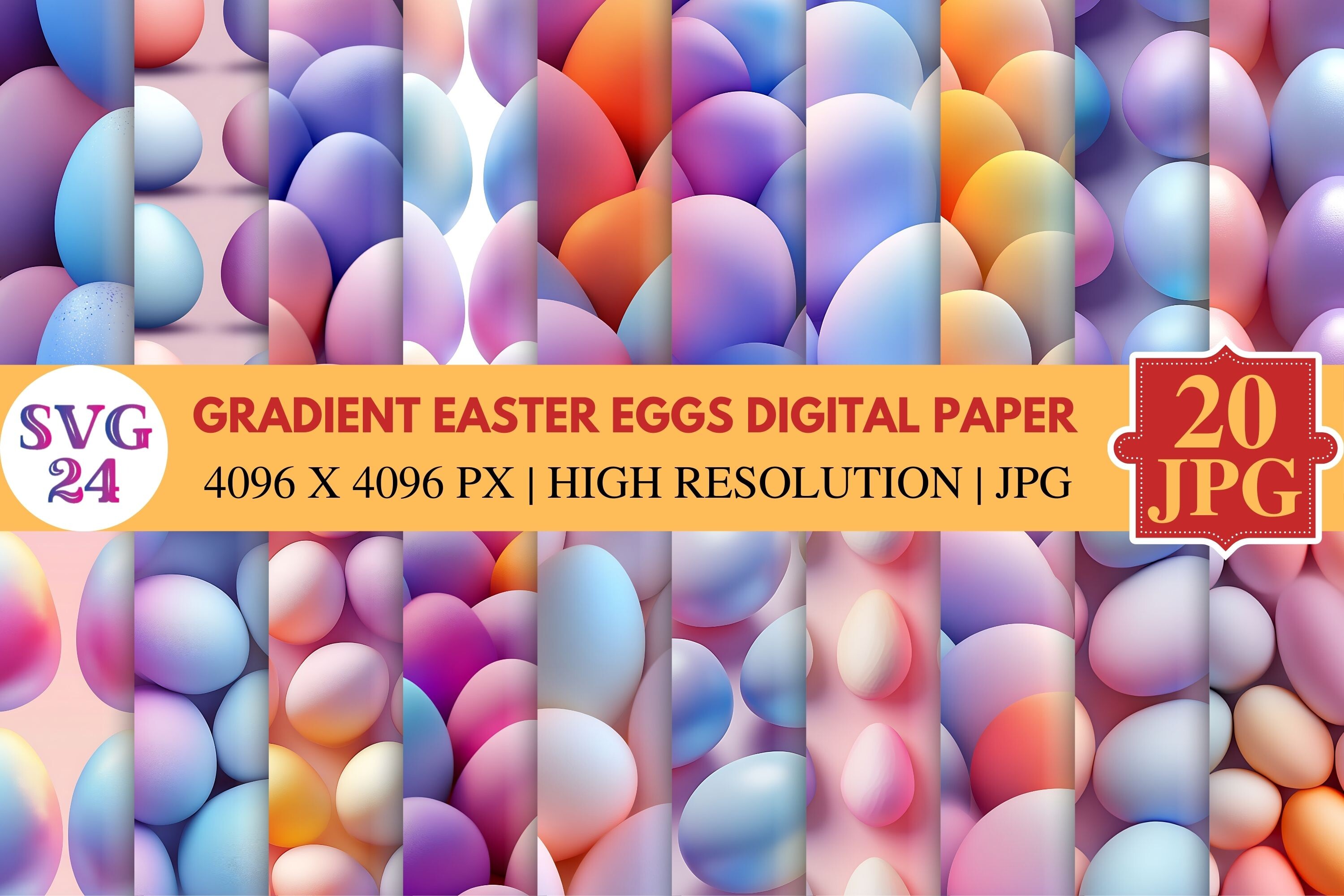 Gradient Easter Eggs Digital Paper Graphic by SVG24 · Creative Fabrica