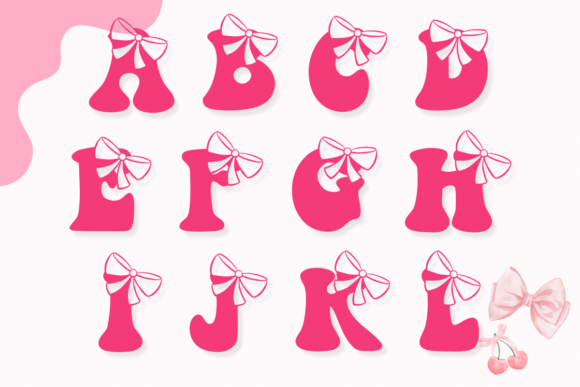 Groovy Cute Bow Font PNG with transparent background - Preview 1