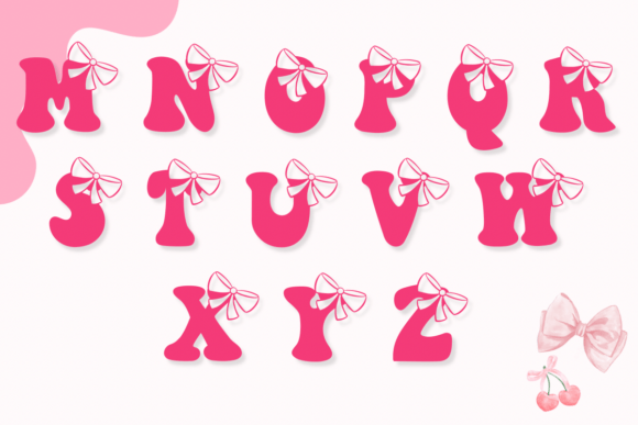 Groovy Cute Bow Font PNG with transparent background - Preview 2