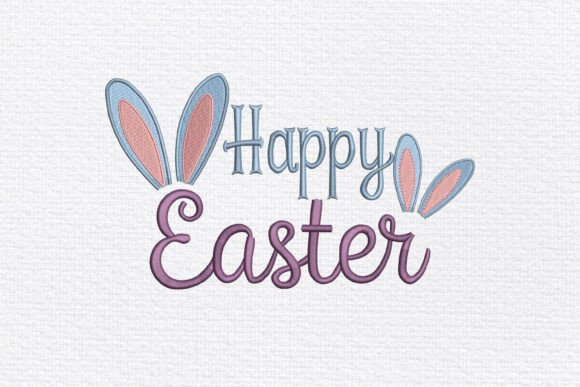 Happy Easter Bunny Ears Embroidery