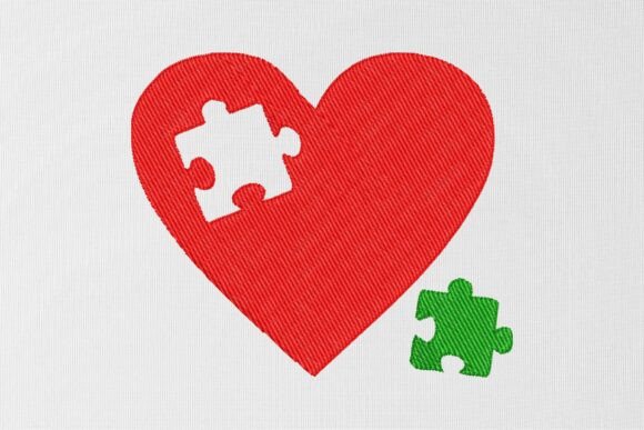 Heart Autism Embroidery Design