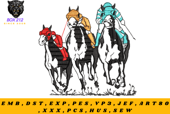 Horse Racing Embroidery Design