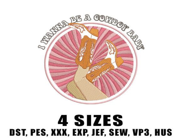 I Wanna Be a Cowboy Baby Embroidery Design
