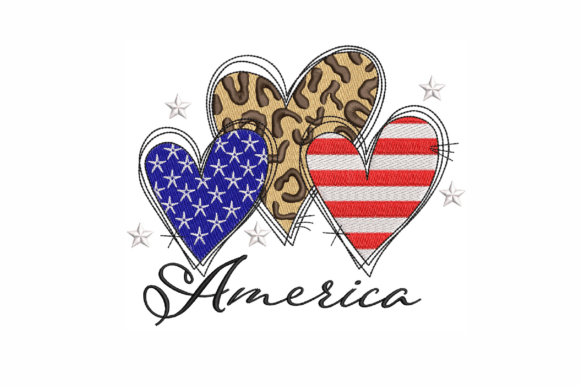 Independence Day Hearts Embroidery Fête de l’Indépendance Design de Broderie Par ArtEMByNatali