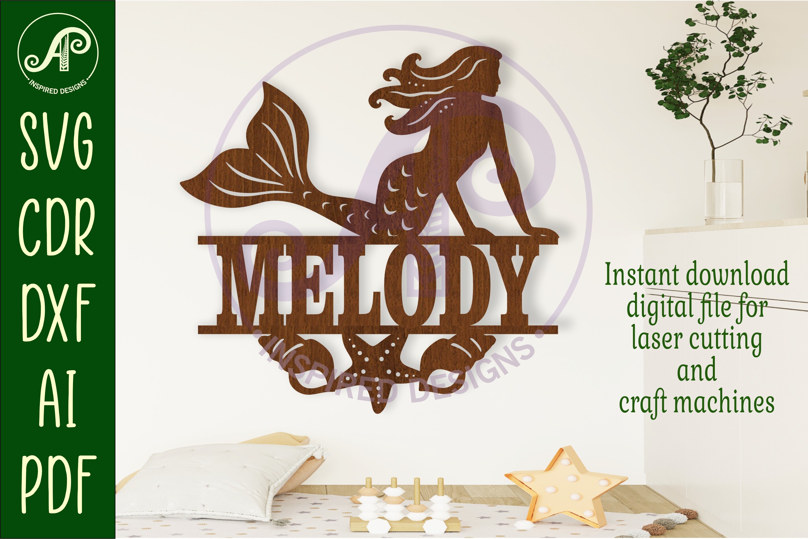 Mermaid Name Sign Svg Laser Cut File · Creative Fabrica