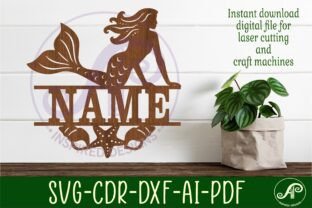 Mermaid Name Sign Svg Laser Cut File · Creative Fabrica
