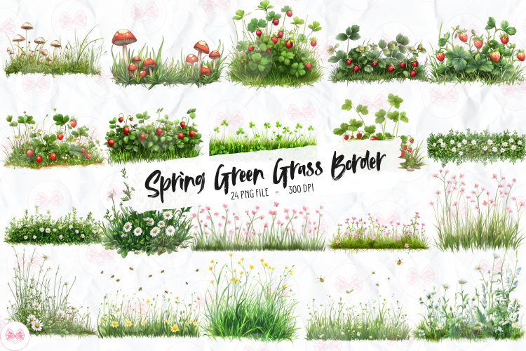 Spring Green Grass Border Clipart Graphic by Markicha Art · Creative ...