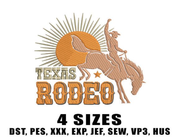 Western Texas Rodeo Embroidery Design