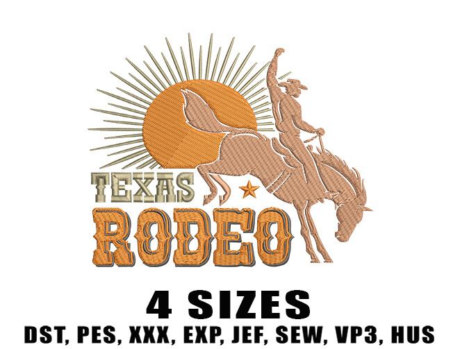 Western Texas Rodeo Embroidery Design