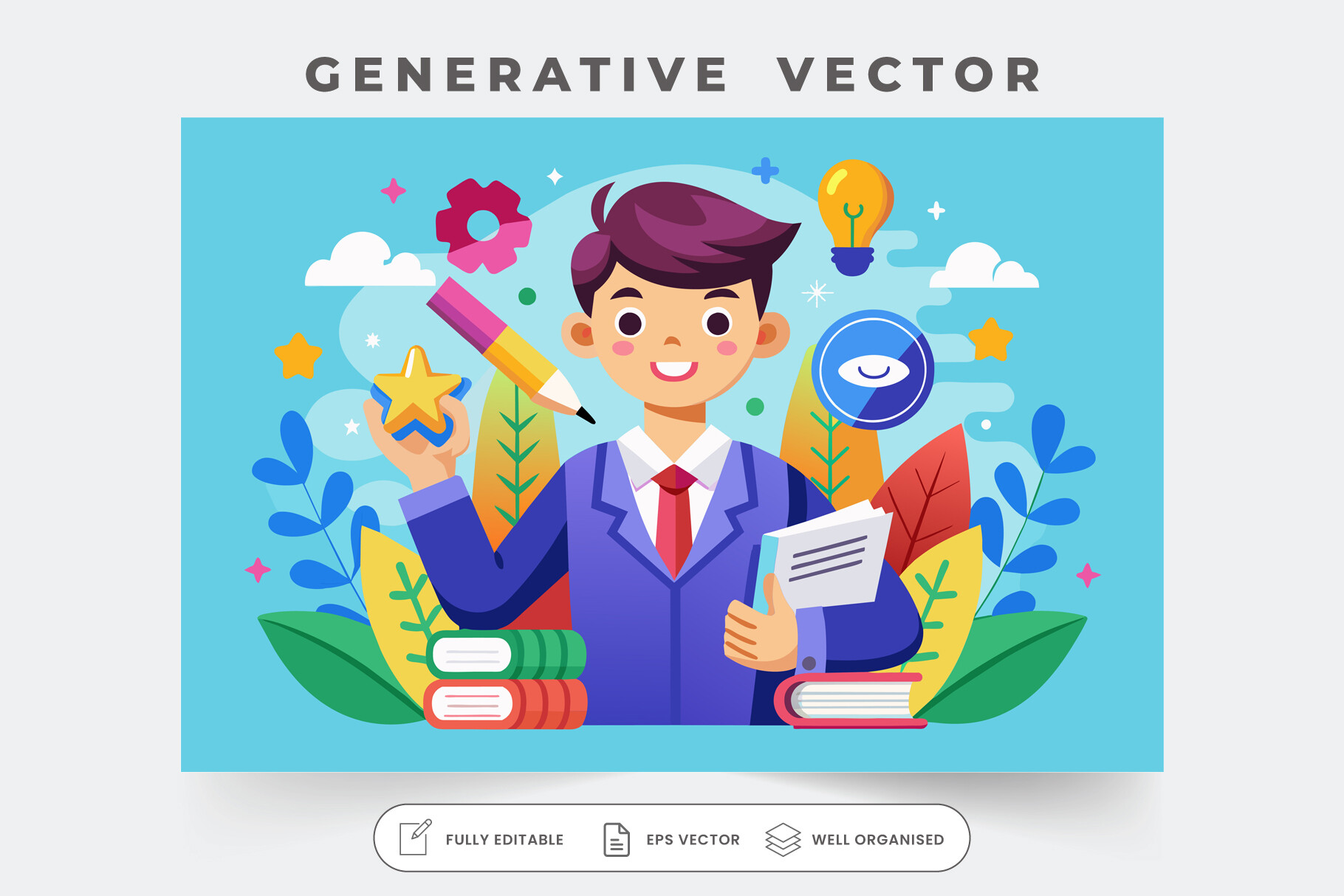 A Man in a Suit Holding a Book and a Pen Graphic by iftikharalam ...