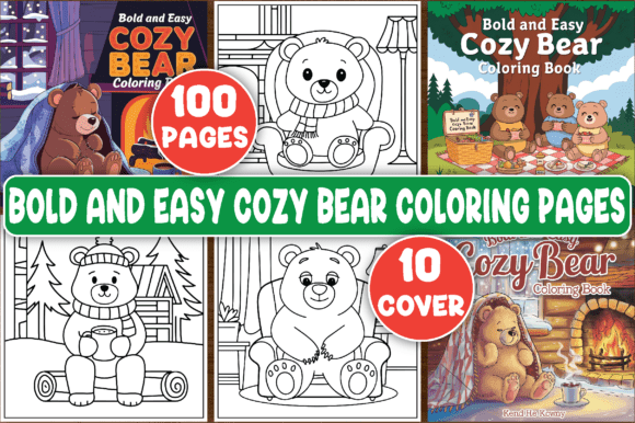 Bold and Easy Cozy Bear Coloring Pages