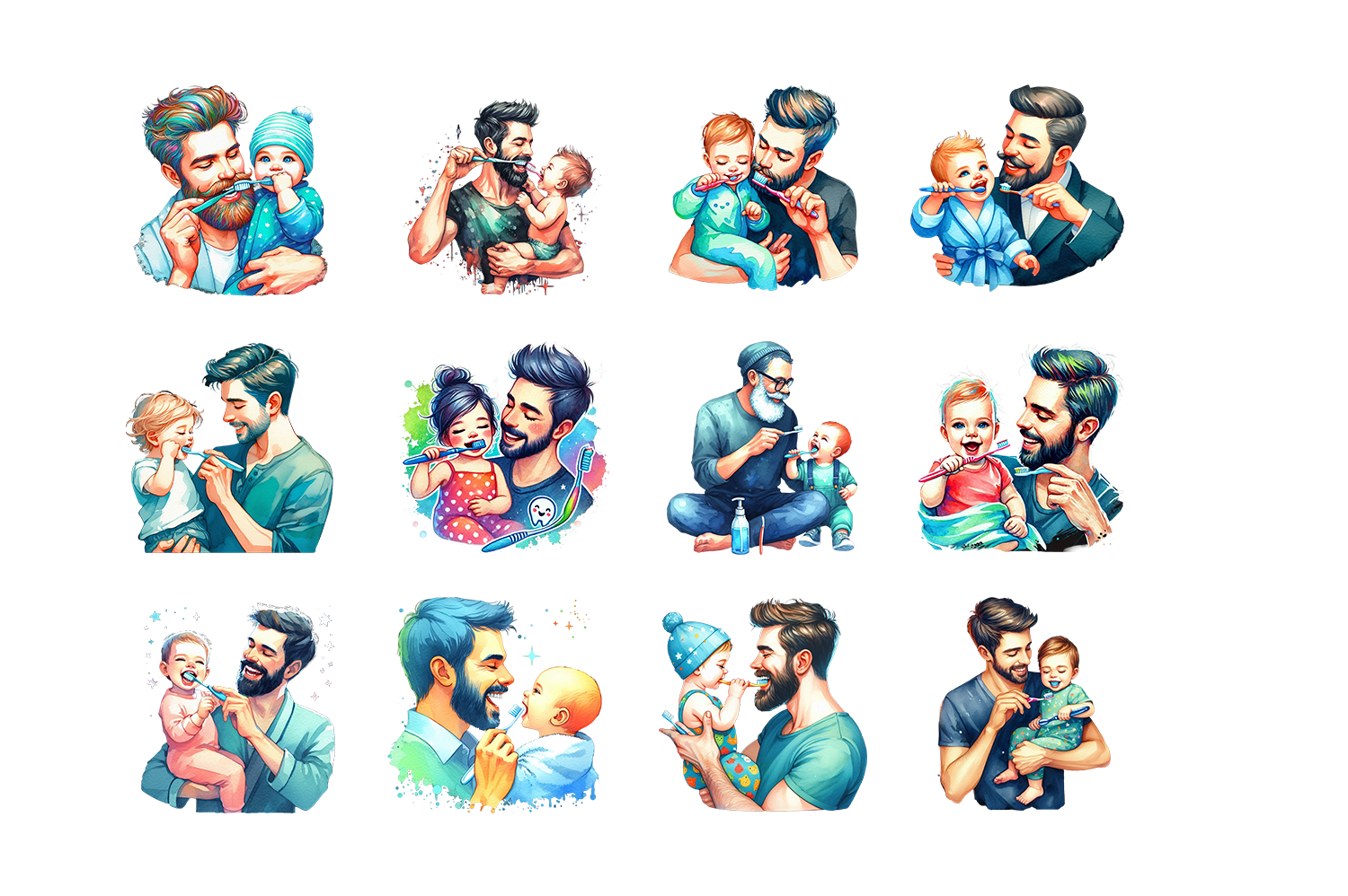 Brushing Teeth Father's Day Clipart PNG - photo 2