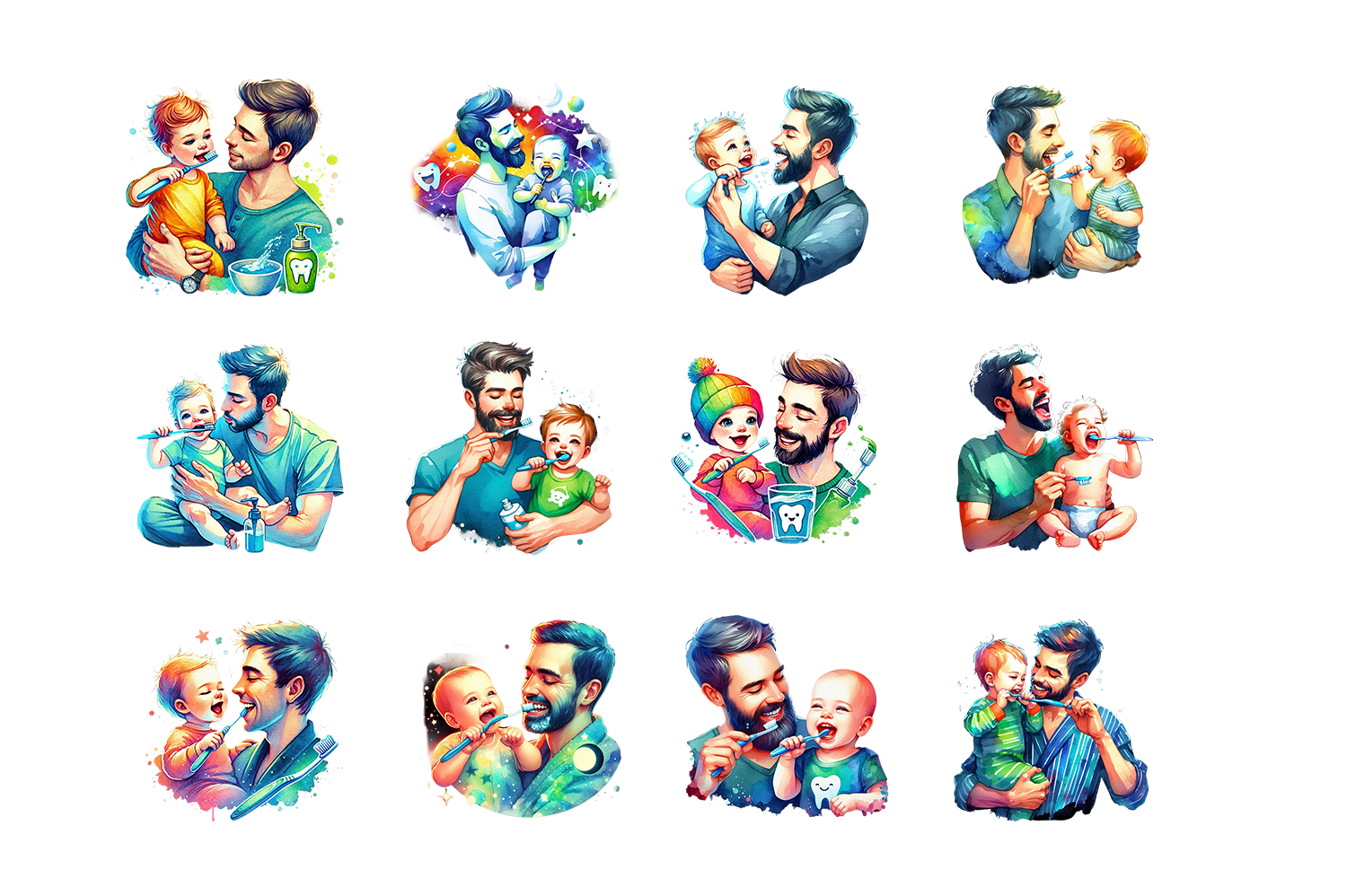 Brushing Teeth Father's Day Clipart PNG - photo 3