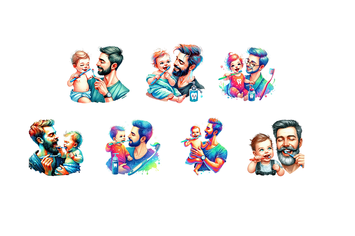 Brushing Teeth Father's Day Clipart PNG - photo 4
