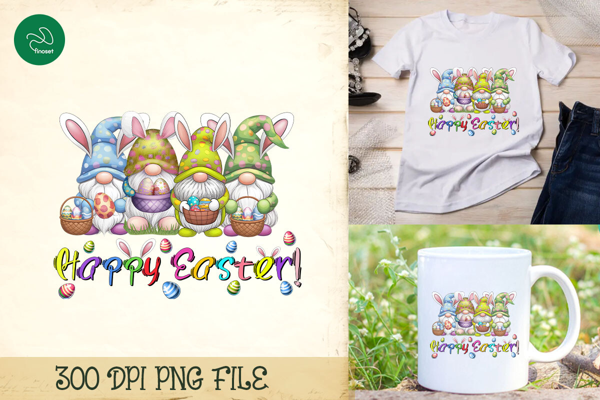 Gnome Happy Easter Sublimation PNG Graphic by Finoset · Creative Fabrica