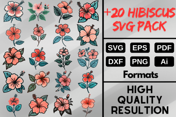 Hibiscus SVG Bundle Pack, Flower PNG Art Graphic by Artful Assetsy ...
