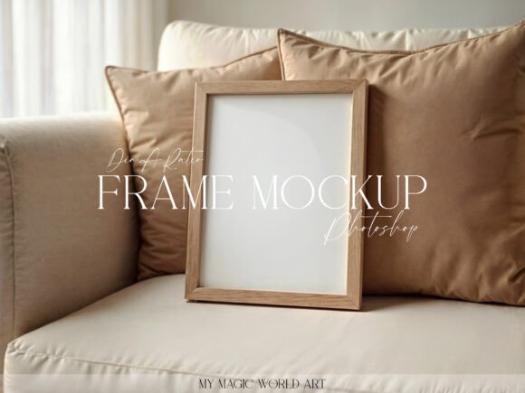 Mockup Frame on the Beige Sofa Graphic Frames & Posters By MyMagicWorldArt