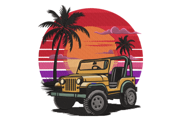 Vintage Sunset Jeep