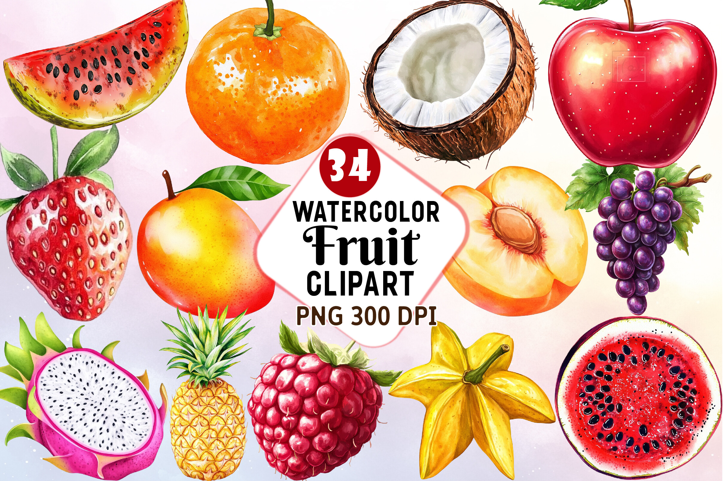 Watercolor Fruit Clipart Graphic by watercolor Design · Creative Fabrica