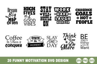 20 Funny Motivation SVG Design Bundle