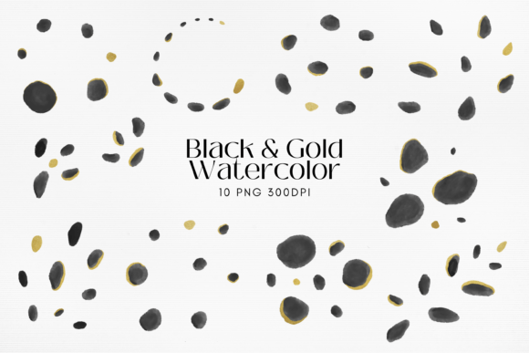 Black Gold Watercolor Clipart Png Graphics