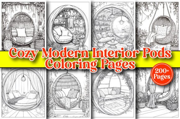 Cozy Modern Interior Pods Coloring Pages