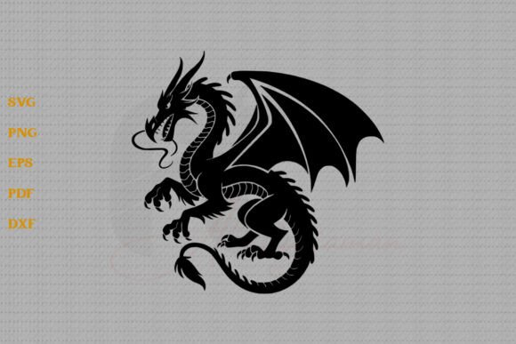 Dragon SVG Cut File Silhouette Vector Graphic by Craftabledesign ...