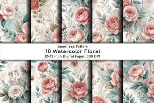 Floral Watercolor Digital Paper Pack Graphic by Design Store · Creative ...