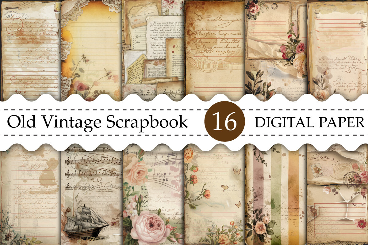 Old Vintage Scrapbook Junk Journal Pages Graphic by Ak Artwork ...