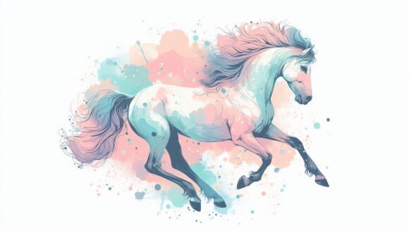 Pastel Horse Running in Dreamy Color Spl