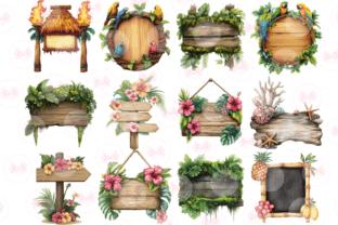 Summer Tropical Blank Signs Clipart Graphic by Markicha Art · Creative ...