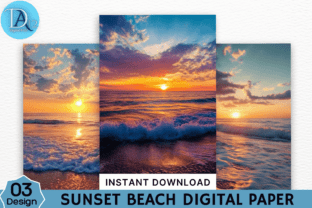 Sunset Beach Digital Paper Graphic by Digital_Art12 · Creative Fabrica