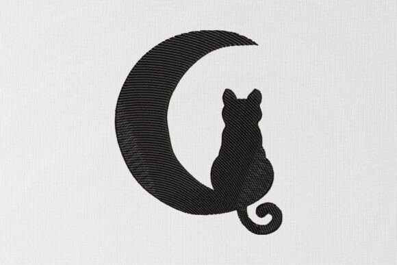 Cat Moon Embroidery Design