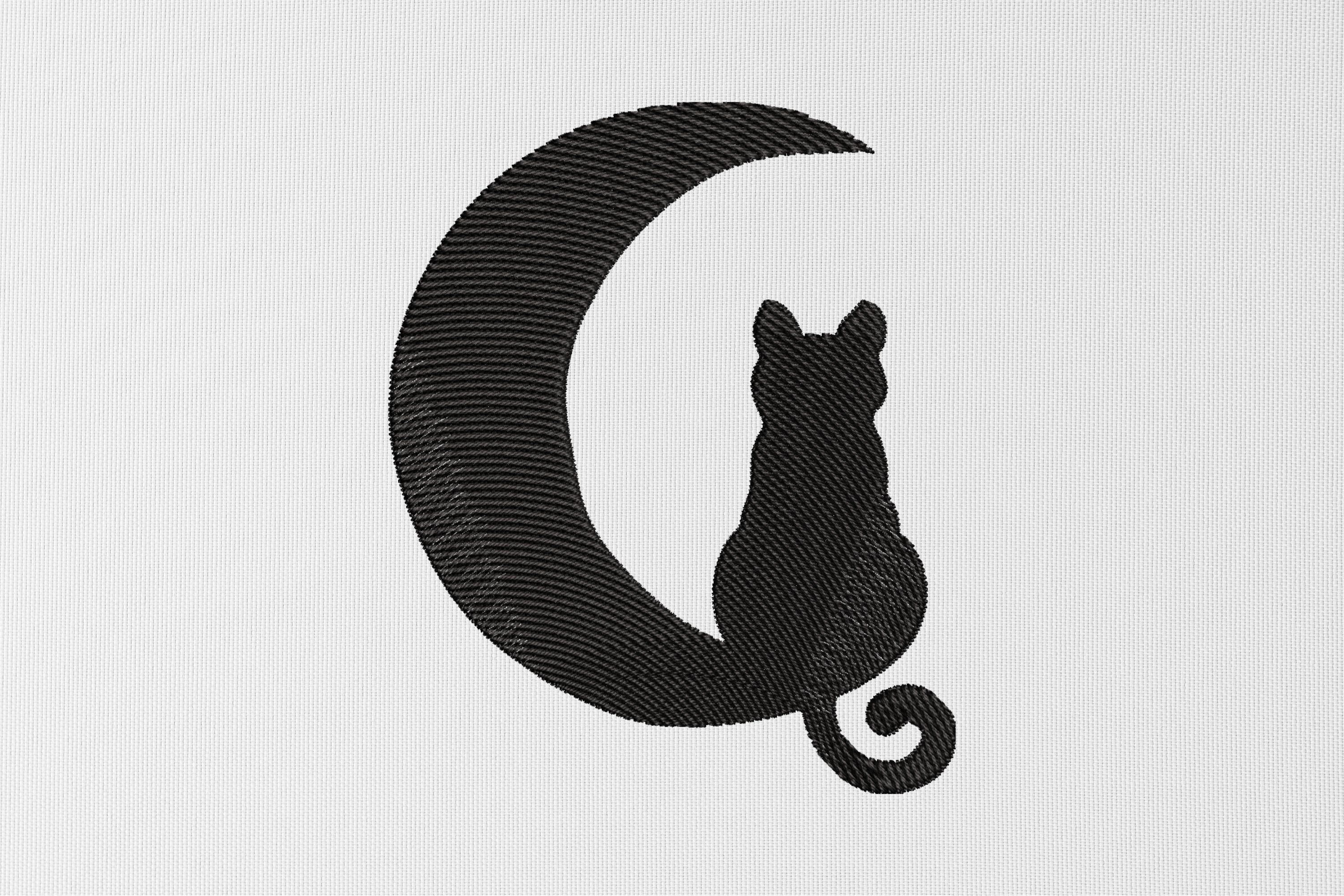 Cat Moon Embroidery Design