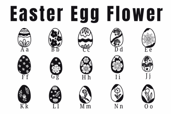 Easter Egg Flower Font PNG with transparent background - Preview 1