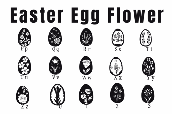 Easter Egg Flower Font PNG with transparent background - Preview 2
