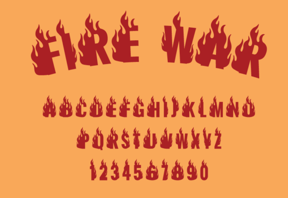 Fire War Font PNG with transparent background - Preview 1