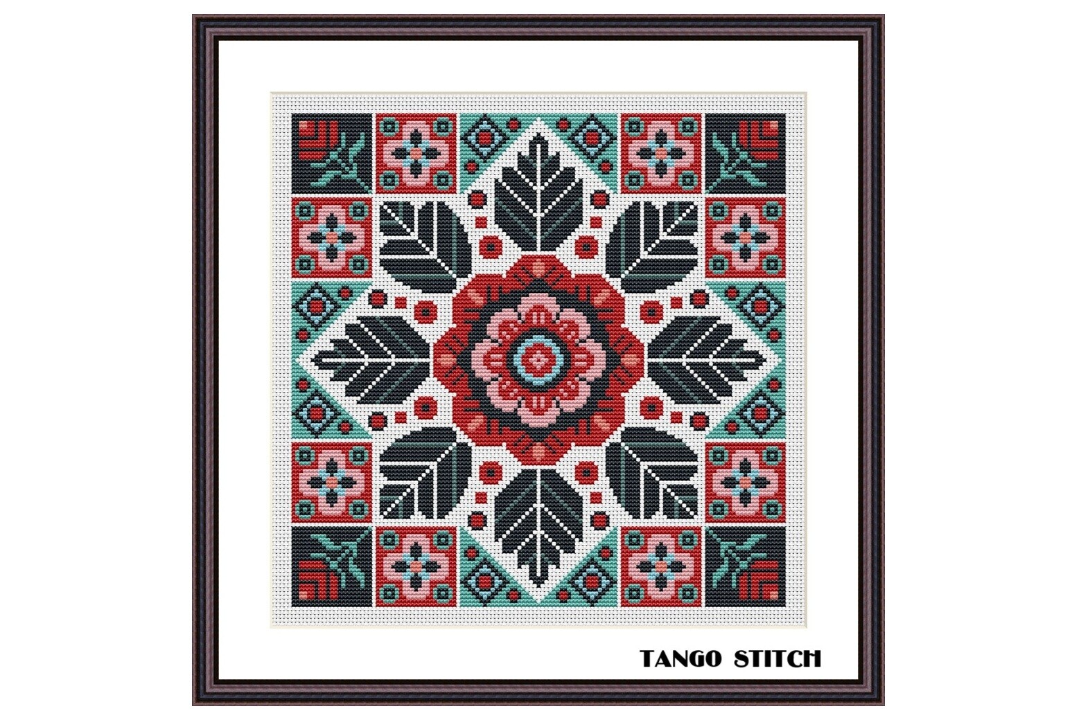 Intricate Floral Ornament Cross Stitch